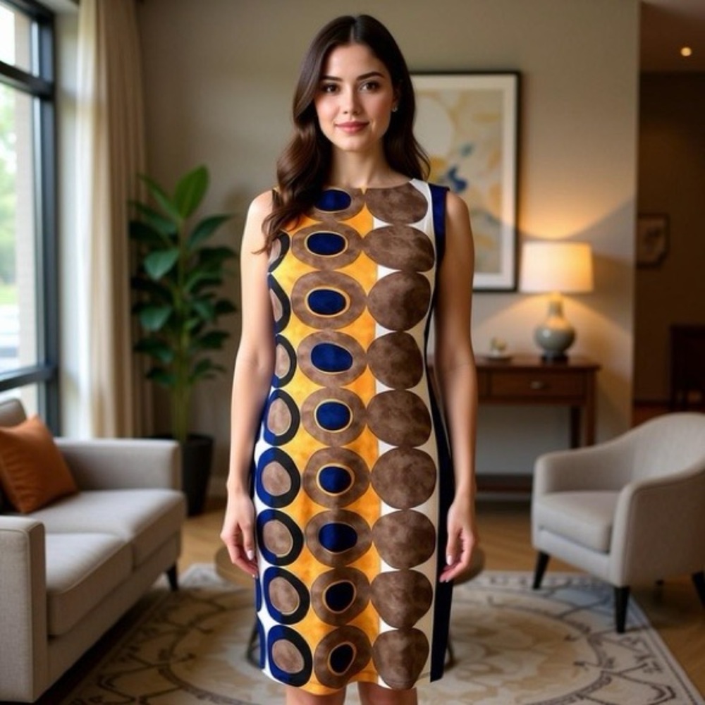 Joseph Ribkoff Geometric Pattern Multicolour Dres… - image 5